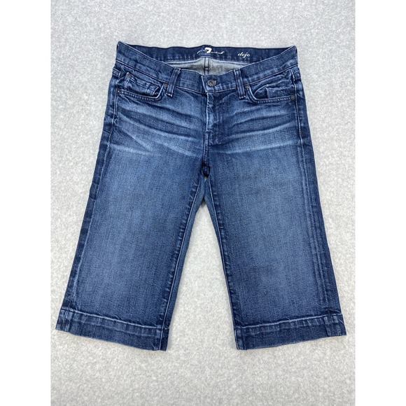 7 For All Mankind‎ Womens Jeans 27x14 Blue Dojo Shorts Medium Wash - Picture 1 of 10